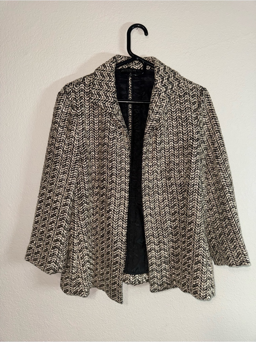 Lafayette 148 New York Textured Woven Chevron Tweed Blazer / Jacket - Size 12
